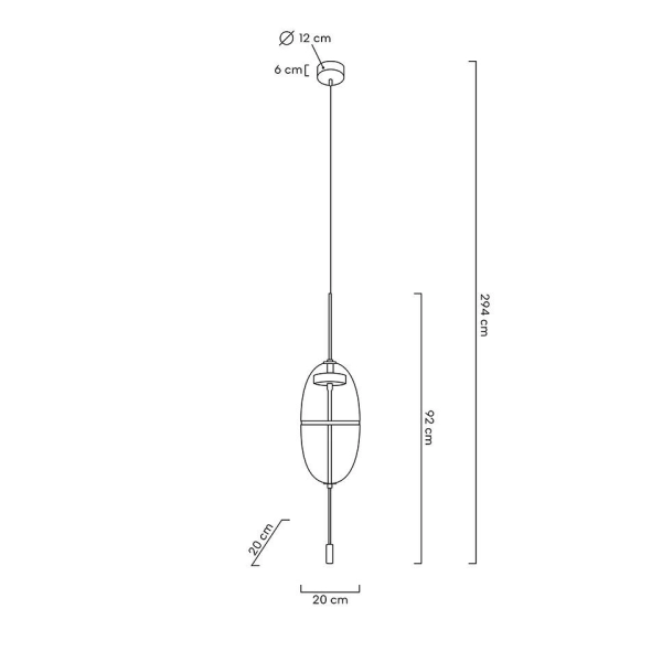 Lampa wisząca CHAPLIN 200 mosiądz - LED, szkło